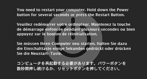 Mac OS X 10.3-10.4 kernel panic screen